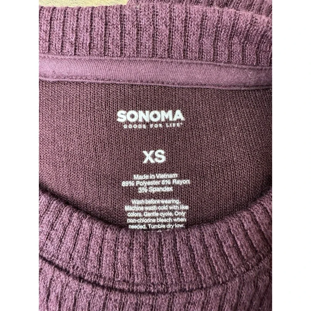 Women's Sonoma Goods For Life Sweater Size XS Plum Ribbed Shirttail Top NWT